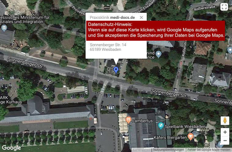 Karte medi docs mit Google Maps Hinweis